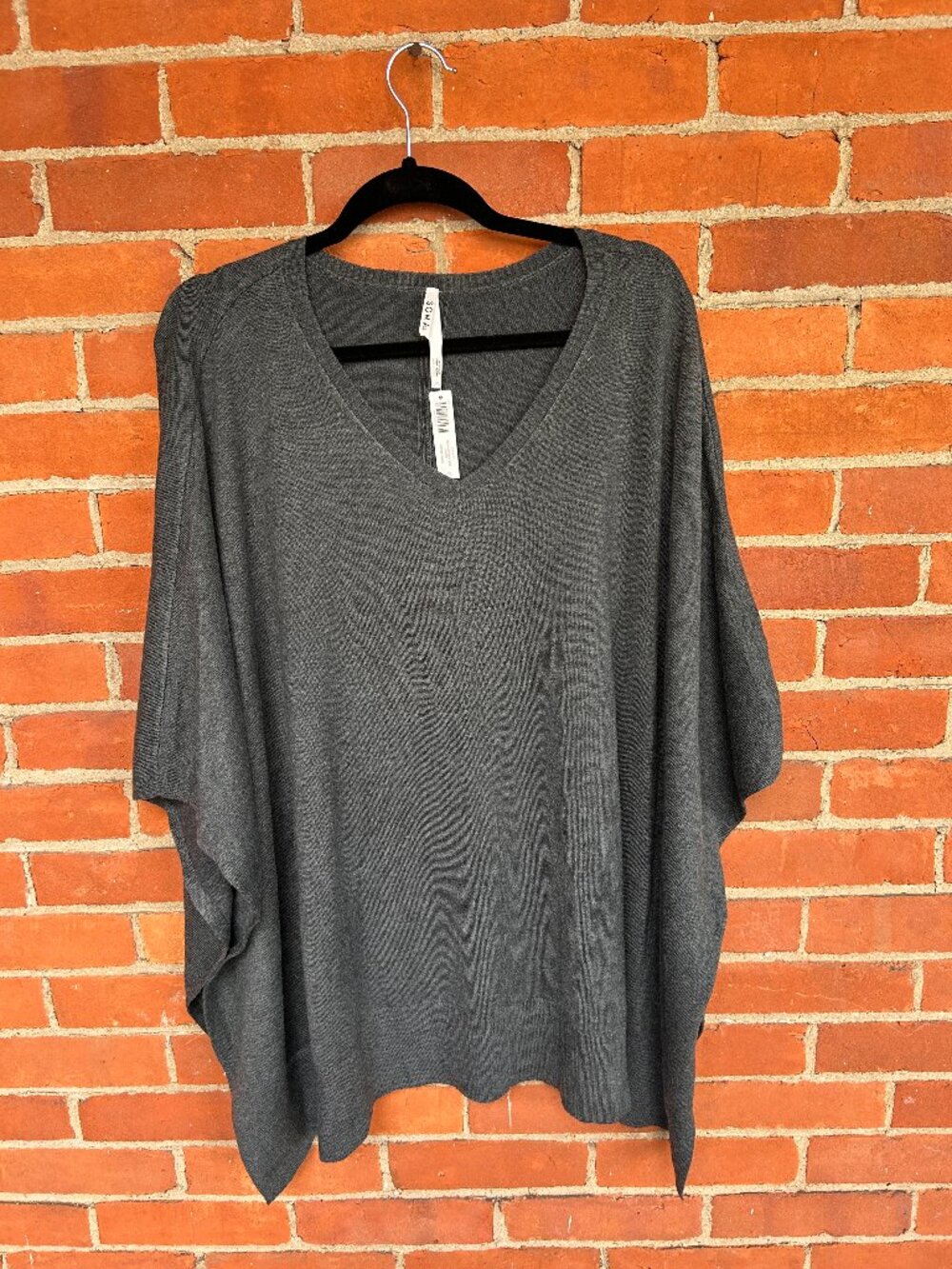 Soma Recycled Yarn V-Neck Poncho Heather Grey L/XL NWT